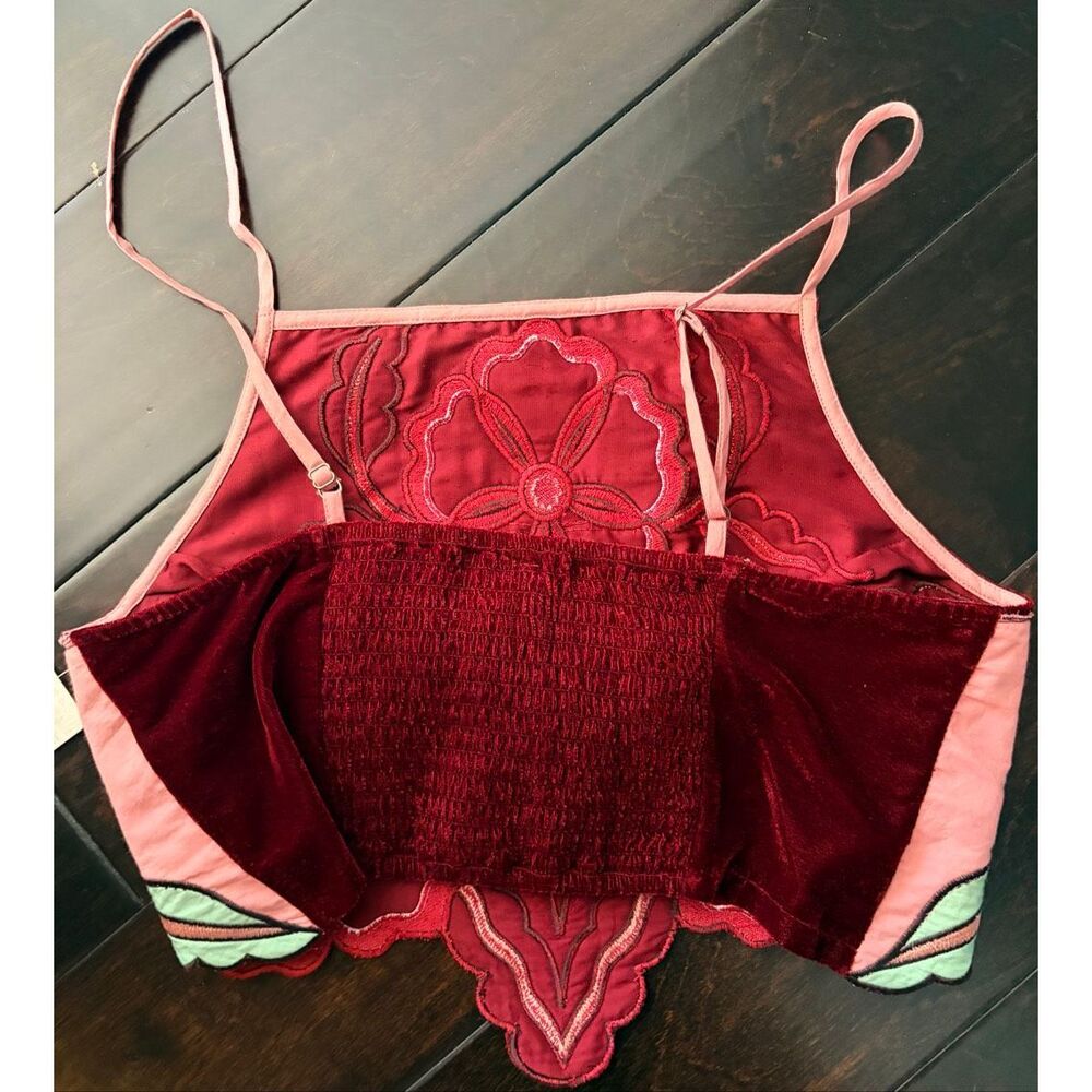 NWT Floral Velvet Embroidered Crop Top Boho Festival Statement Piece $148 MSRP - Picture 6 of 7
